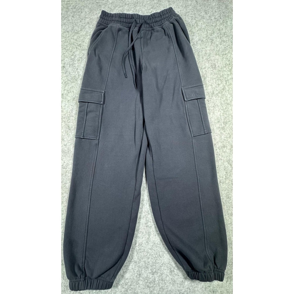 Athleta Forever Fleece Cargo Jogger Pants Womens XS Gray 575672-01 Relaxed Fit